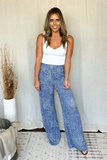 BLUE & WHITE FLORAL WIDE LEG PANTS