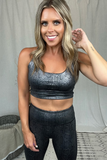 BLACK SNAKE PRINT FOIL SPORTS BRA