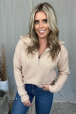 TAN HALF ZIP SWEATER