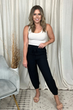 BLACK PAPER BAG DRAWSTRING JOGGER PANT