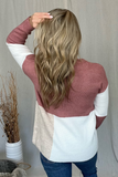 MAUVE & TAUPE COLOR BLOCK SWEATER