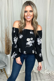BLACK FLORAL OTS TOP