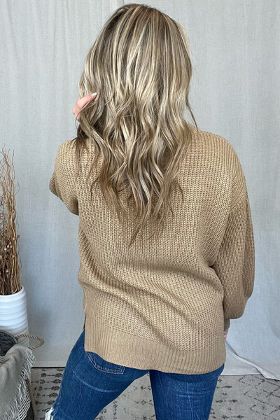 LATTE SWEATER WITH BALLOON SLEEVES