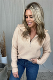 TAN HALF ZIP SWEATER