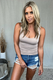 TAUPE FITTED SCOOP NECK TANK