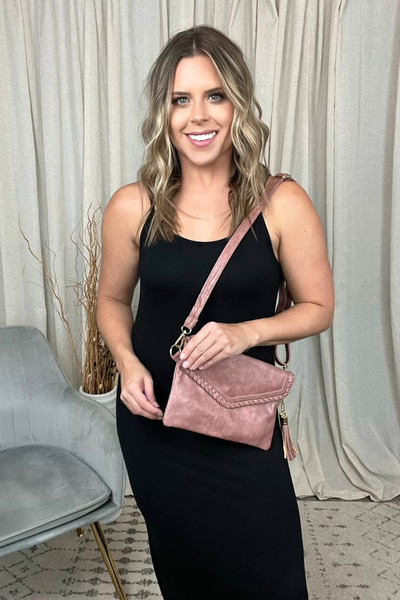 MAUVE VEGAN LEATHER CROSSBODY PURSE