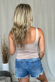 TAUPE FITTED SCOOP NECK TANK