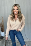 TAN HALF ZIP SWEATER