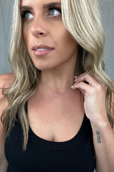 TWO TONE SILVER & GOLD CIRCLE NECKLACE