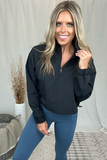 BLACK CROPPED QUARTER ZIP PULLOVER
