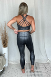 BLACK SNAKE PRINT FOIL LEGGINGS