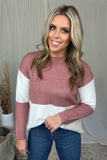 MAUVE & TAUPE COLOR BLOCK SWEATER