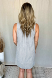 NAVY & WHITE PINTUCKED SLEEVELESS DRESS