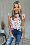 FLORAL PRINT TOP WITH RUFFLE SLEEVES