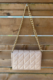 BEIGE QUILTED SHOULDER PURSE