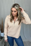 TAN HALF ZIP SWEATER