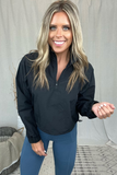 BLACK CROPPED QUARTER ZIP PULLOVER