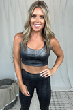 BLACK SNAKE PRINT FOIL LEGGINGS