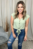 SAGE V-NECK TIE FRONT BLOUSE