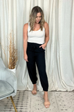 BLACK PAPER BAG DRAWSTRING JOGGER PANT