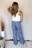 BLUE & WHITE FLORAL WIDE LEG PANTS
