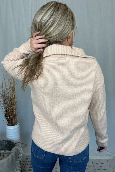 TAN HALF ZIP SWEATER