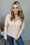 TAN HALF ZIP SWEATER