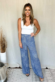 BLUE & WHITE FLORAL WIDE LEG PANTS