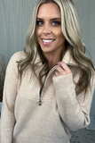 TAN HALF ZIP SWEATER
