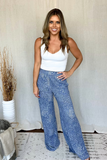 BLUE & WHITE FLORAL WIDE LEG PANTS