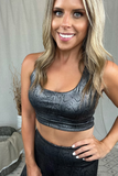 BLACK SNAKE PRINT FOIL SPORTS BRA