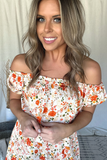 OFF WHITE FLORAL PRINT OTS MAXI DRESS
