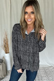 BLACK & WHITE GLEN PLAID PATTERN BLOUSE