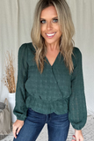 HUNTER GREEN TEXTURED BLOUSE