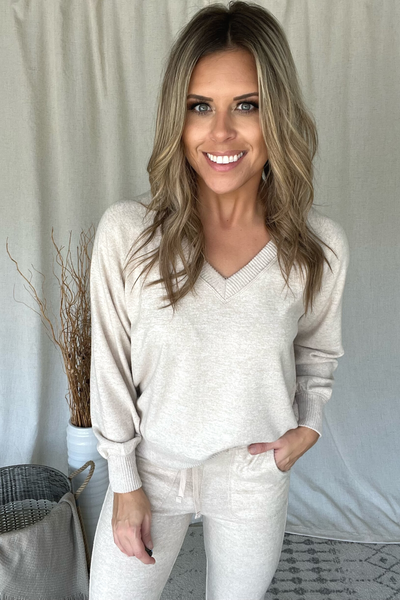 OATMEAL KNIT JOGGER SET