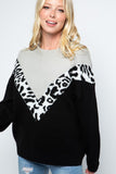 GREY & BLACK LEOPARD SWEATER