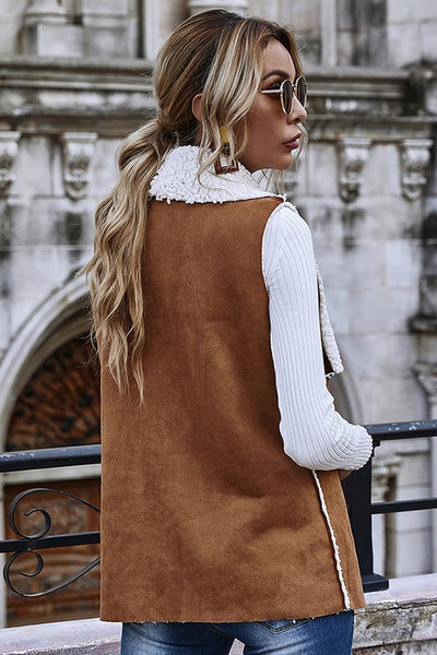 CARAMEL SUEDE SHERPA VEST
