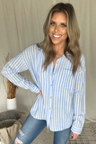 BLUE & WHITE STRIPED BUTTON DOWN