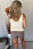 MOCHA DRAWSTRING SHORTS