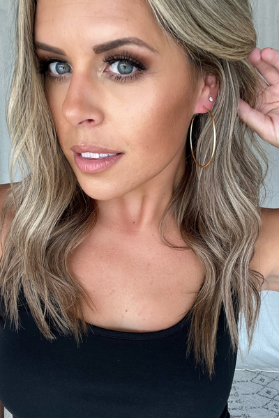 GOLD PATTERNED HOOP EARRING 2”