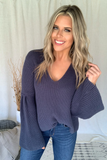 GREY BELL SLEEVE SWEATER