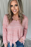 SALMON FRAYED SWEATER