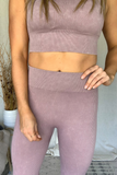 MAUVE MINERAL WASH RIBBED HIGH WAISTED LEGGING