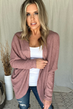 MAUVE WAFFLE KNIT COCOON CARDI