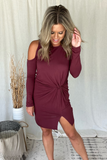 BERRY COLD SHOULDER DRESS