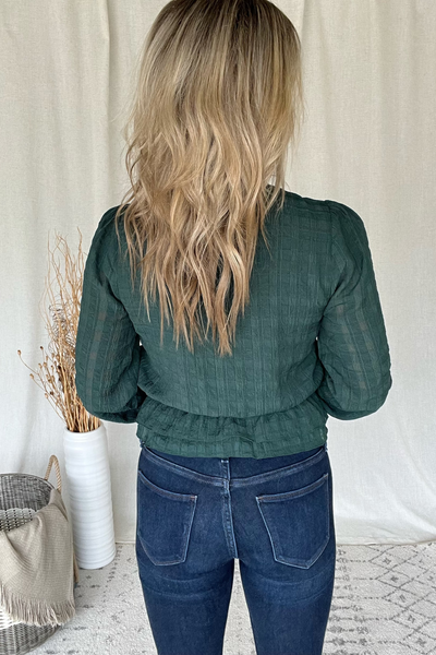 HUNTER GREEN TEXTURED BLOUSE