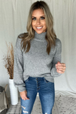 HEATHER GREY MOCK NECK SWEATER