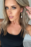 GOLD & WHITE MARBLE CHAIN DROP EARRING
