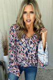 BLUE FLORAL BOHO BLOUSE