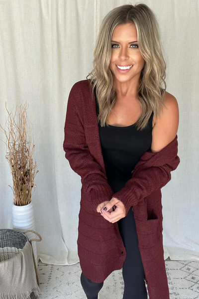 BURGUNDY DUSTER CARDIGAN